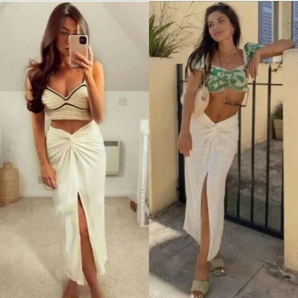 Zara mid length skirts cream S NWT - Picture 3 of 12